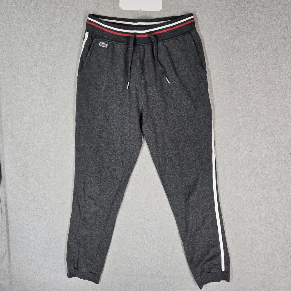 Lacoste Men Sleepwear M Gray Embroidered Pajama Pants Sweatpants Logo 29.5"